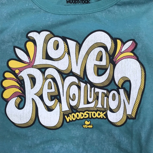 LOVE☄️SALE! WOODSTOCK REVOLUTION Green TShirt/L - Picture 7 of 7